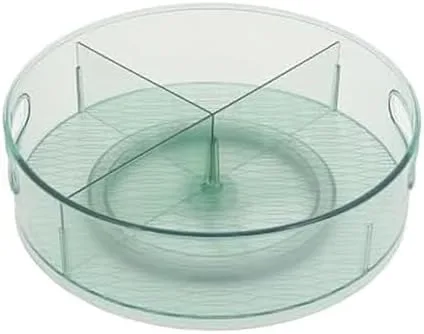 Copco 12-inch turntable with dividers in Tinted Green for an upper cabinet or pantry shelf