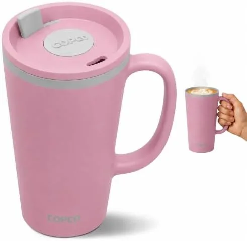 Copco cone 16 oz desk mug, twist-off lid in Pink