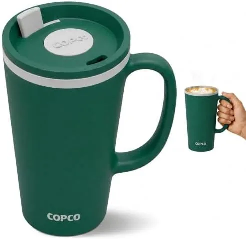 Copco cone 16 oz travel mug with handle in Hunter Green