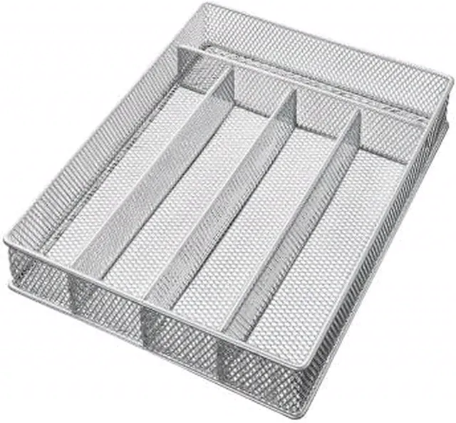 Copco 2555-7873 Mesh 5-Part In-Drawer Cutlery Organizer, Silver, Large