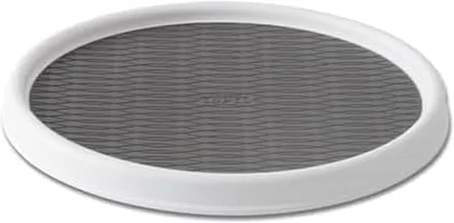 Copco Basics Non-Skid Pantry Cabinet Lazy Susan Turntable, 12-Inch, White/Gray, 1 Count (Pack of 1)