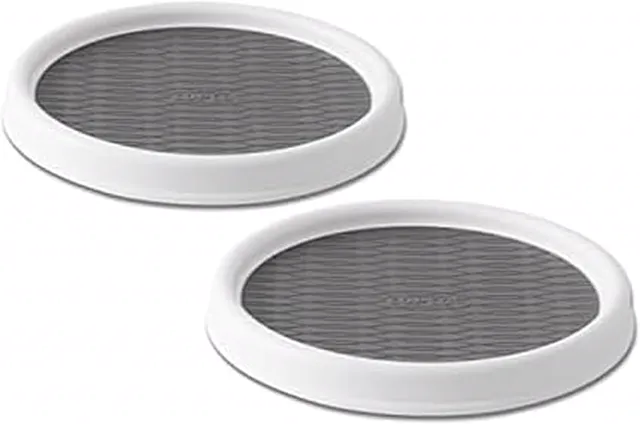 Copco Lazy Susan Turntable Organizer Set of 2, 9 Inch Rotating Cabinet and Pantry Storage, Nonslip Surface with Outer Rim, Wipe Clean