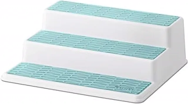 Copco Non-Skid 3-Tier Spice Pantry Kitchen Cabinet Organizer, 10-Inch, White/Aqua