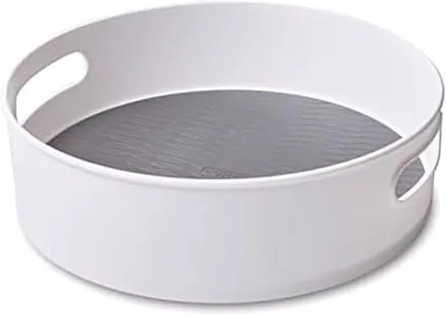 Copco 12 Inch Non-Skid Lazy Susan Turntable Organizer for Cabinet, Kitchen, Pantry, Bathroom - Smooth-Glide Rotating Storage with Raised Rim and Handles