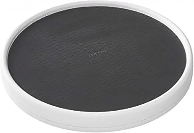 Copco 15 Inch Non-Skid Lazy Susan Turntable Organizer for Cabinet, Pantry, Refrigerator - Charcoal Gray, Smooth-Glide Ball Bearings, Raised Rim
