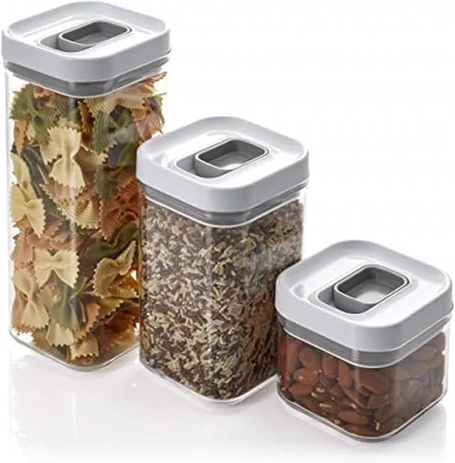 Copco Food and Organization Storage Container with Airtight Lid, Set of 3 Narrow, .052, 1.05, 1.79-Quart, Clear