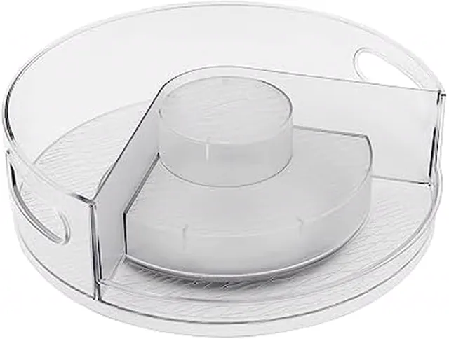 Copco Vita Lazy Susan Turntable Organizer, Clear Rotating Cabinet and Pantry Organizer with Handles, Nonslip Base, and Raised Rim - Kitchen, Bathroom, and Office Storage