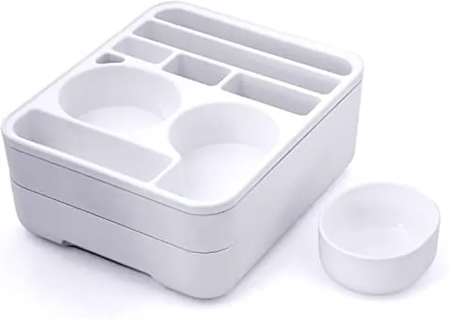 Copco Home Office Caddy Lazy Susan Organizer with Removable Snack Cup and Drawer - Desktop Turntable Storage for Snacks, Tablets, Phones, Remotes, Headphones - 10 x 8.5 x 4.5 Inches