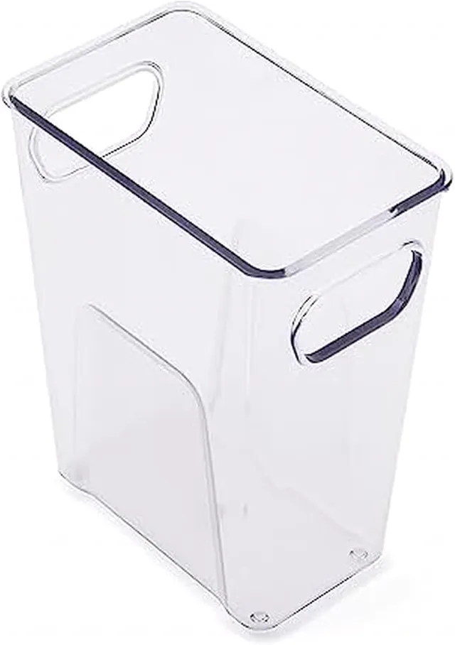 Copco Clear Mini Fridge Bin Tall - Refrigerator Organizer Storage Bin with Built-In Handles for Fruits, Vegetables, Snacks - Pantry and Kitchen Storage Container