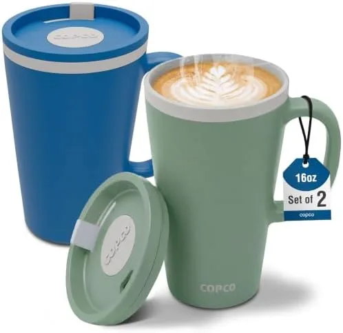 Copco cone 16 oz desk mug, set of 2 in Blue/Green