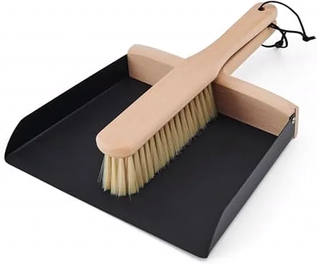 Copco beechwood hand brush and iron dustpan for sweeping crumbs