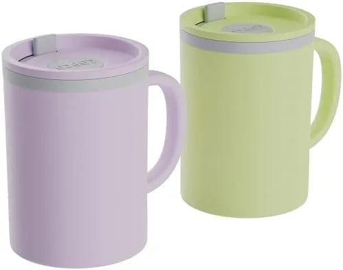 Copco iconic 16 oz desk mug, set of 2 in Purple/Yellow