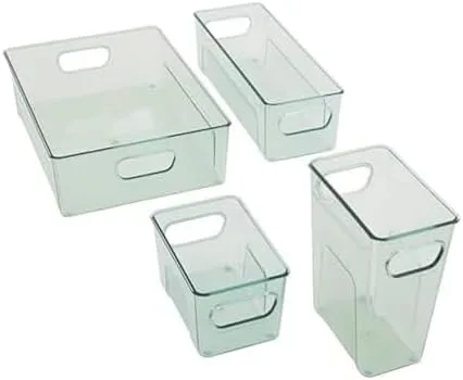 Copco mini fridge bins, set of 4 in Clear Green