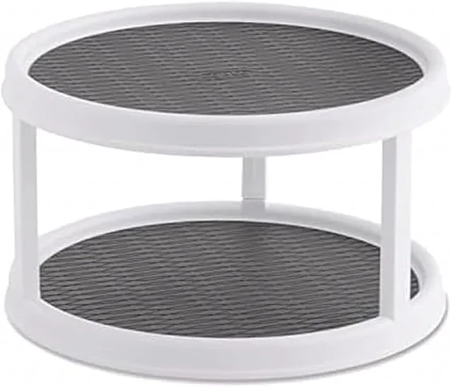 Copco 2-tier 12-inch turntable in White/Gray for an upper cabinet or pantry shelf